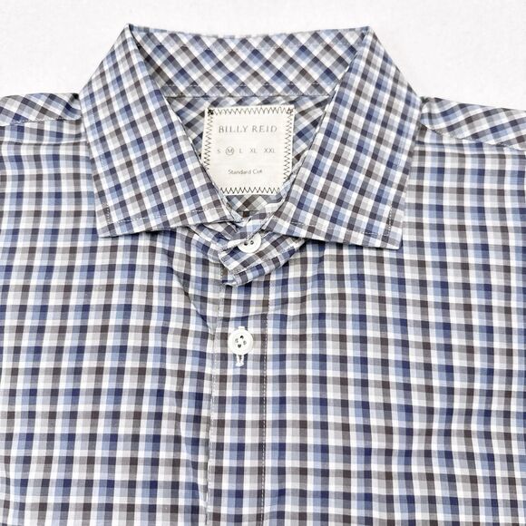 Billy Reid Button Down Shirt Men’s Size Medium Blue Checks Career Casual Office - Picture 3 of 10